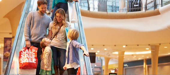 a family at the mall